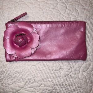 Vtg Leather Pink Makeup Bag